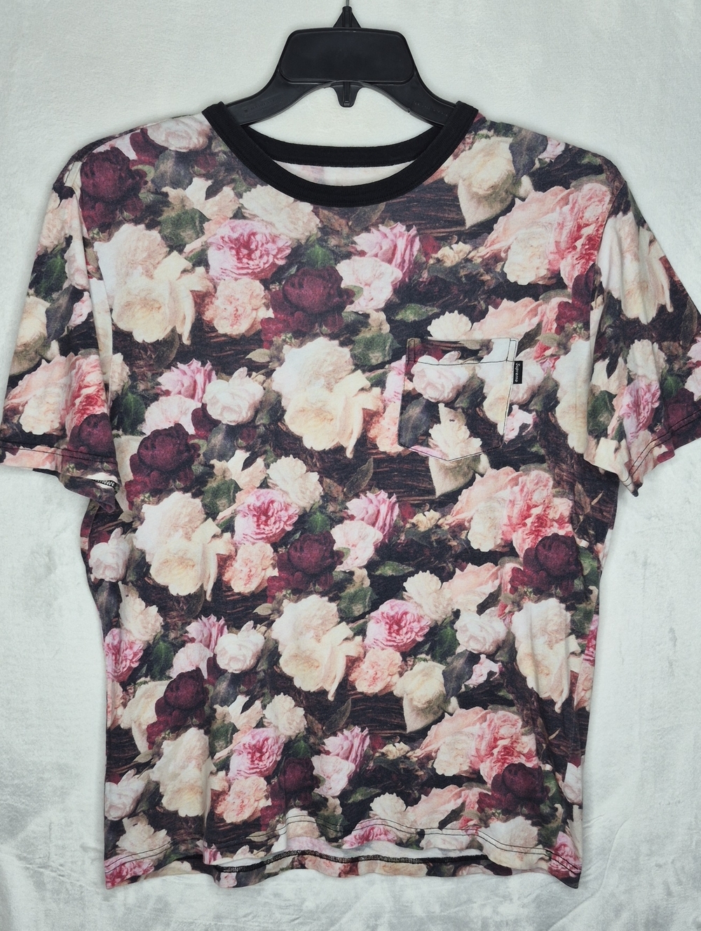 Supreme 2013 PCL Power Corruption Lies Floral Pocket T-Shirt Rose Mens Size M